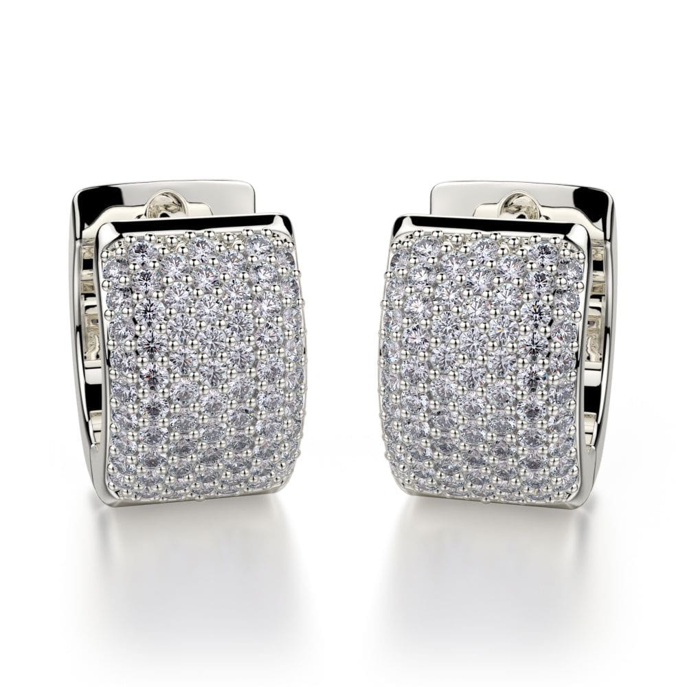 MICHAEL M High Jewelry 18K White Gold Wide Huggie Diamond Hoop Earrings MOB164WG