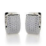 MICHAEL M High Jewelry 18K White Gold Wide Huggie Diamond Hoop Earrings MOB164WG