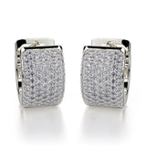 MICHAEL M High Jewelry 18K White Gold Wide Huggie Diamond Hoop Earrings MOB164WG