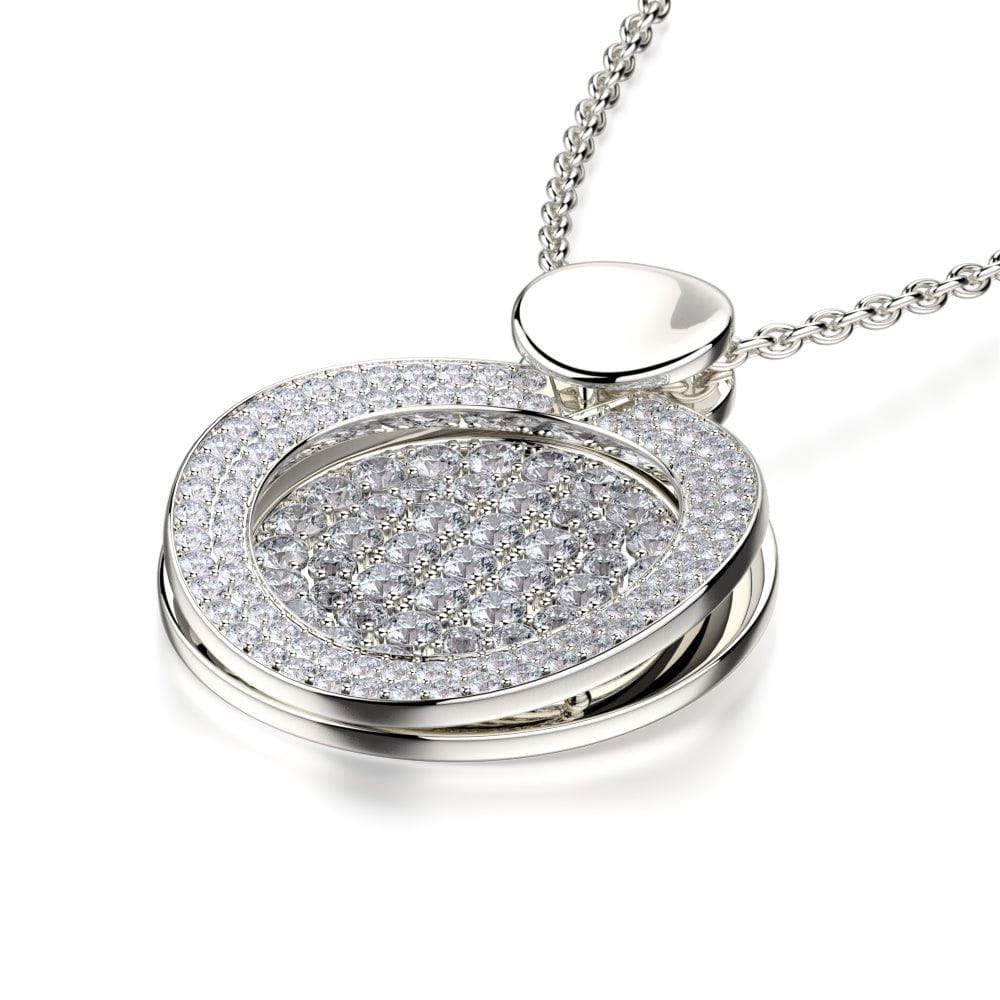MICHAEL M High Jewelry Diamond Filled Circle Pendant Necklace