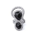 MICHAEL M High Jewelry Double Black Diamond Pear Ring F223