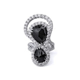 MICHAEL M High Jewelry Double Black Diamond Pear Ring F223