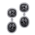 MICHAEL M High Jewelry Double Drop Cushion Black Diamond Earrings ER259