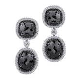 MICHAEL M High Jewelry Double Drop Cushion Black Diamond Earrings ER259