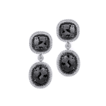 MICHAEL M High Jewelry Double Drop Cushion Black Diamond Earrings ER259