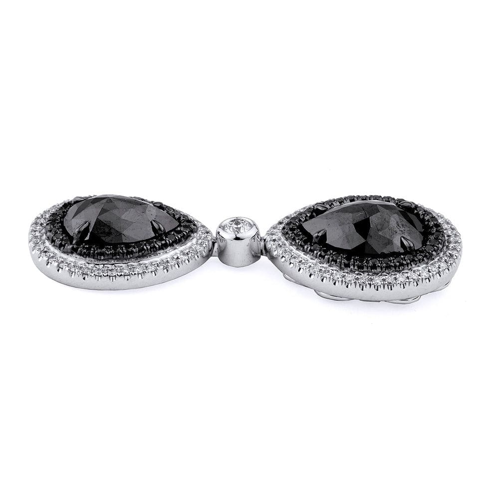 MICHAEL M High Jewelry Double Drop Pear Black Diamond Earrings ER250