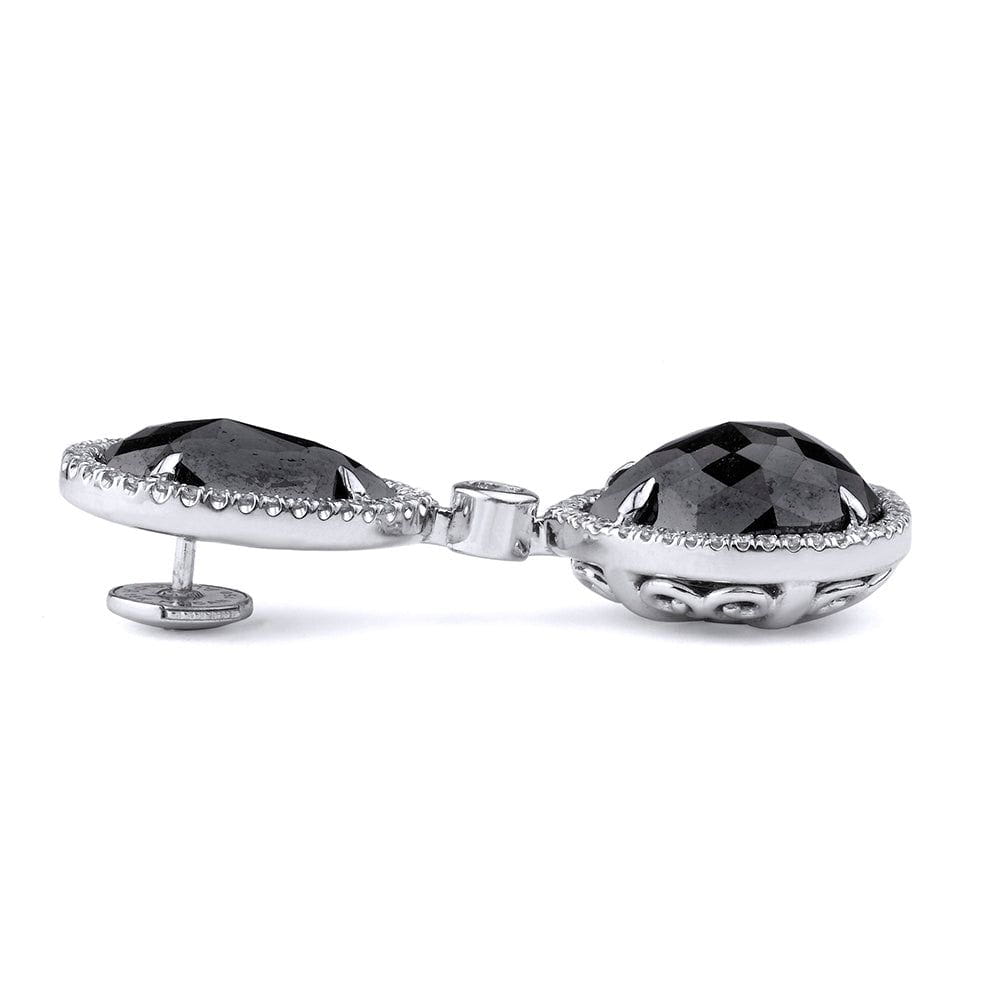 MICHAEL M High Jewelry Large Double Drop Pear Black Diamond Earrings ER247