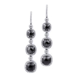 MICHAEL M High Jewelry Triple Drop Cushion Black Diamond Earrings ER225