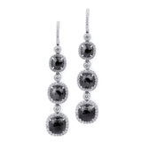 MICHAEL M High Jewelry Triple Drop Cushion Black Diamond Earrings ER225