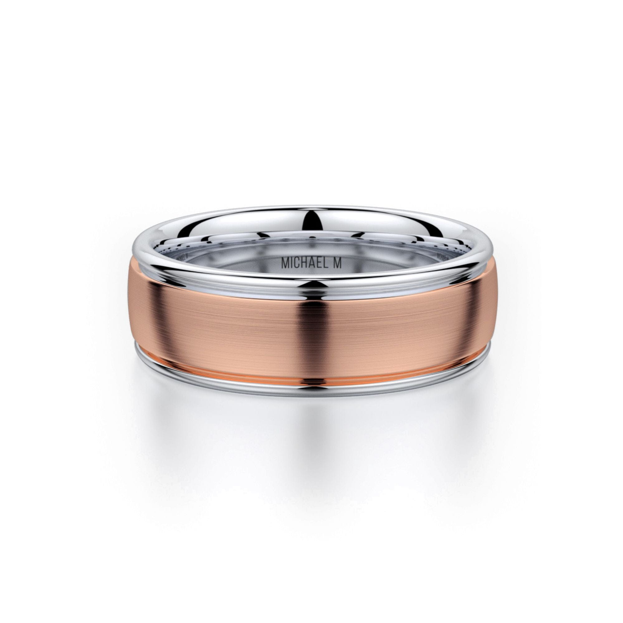 MICHAEL M Men's 18K Rose Gold/Platinum / 7 Men's Band MB106 Two-Tone MB-106RG