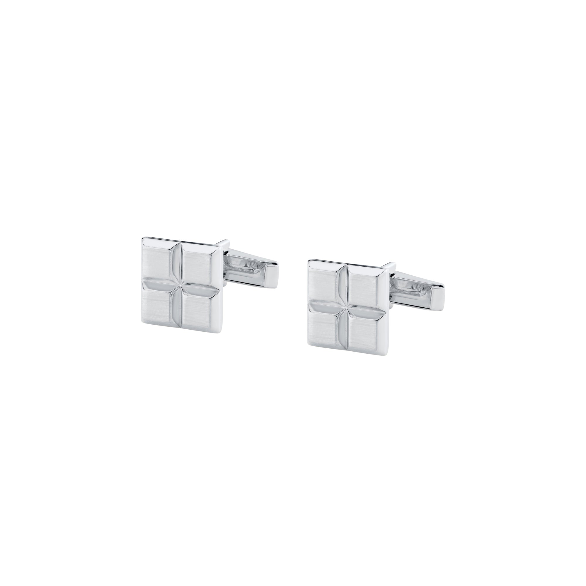 MICHAEL M Men's 18K White Gold Men's Block Cufflings CL105