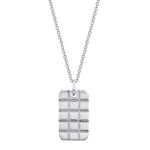 MICHAEL M Men's 18K White Gold Mens Block Dog Tag Necklace MP242