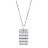 MICHAEL M Men's 18K White Gold Mens Block Dog Tag Necklace MP242