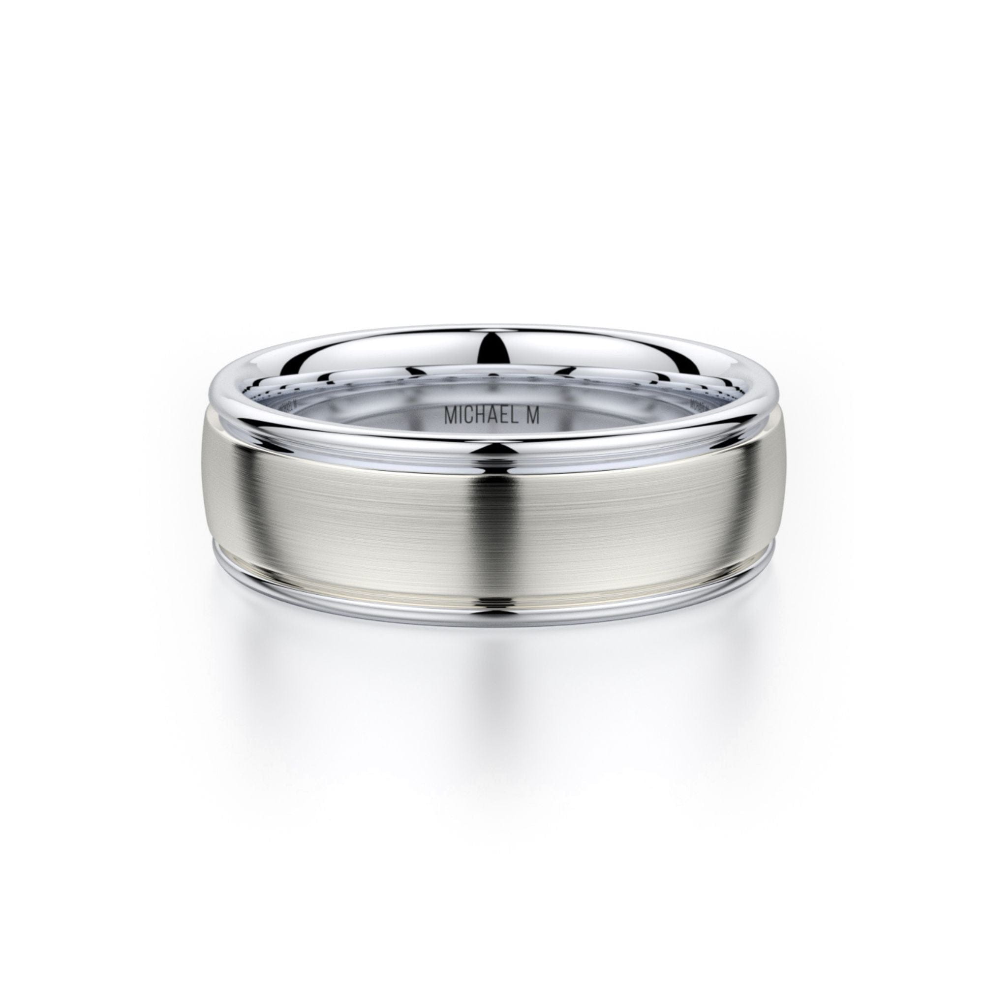 MICHAEL M Men's 18K White Gold/Platinum / 7 Men's Band MB106 Two-Tone MB-106WG