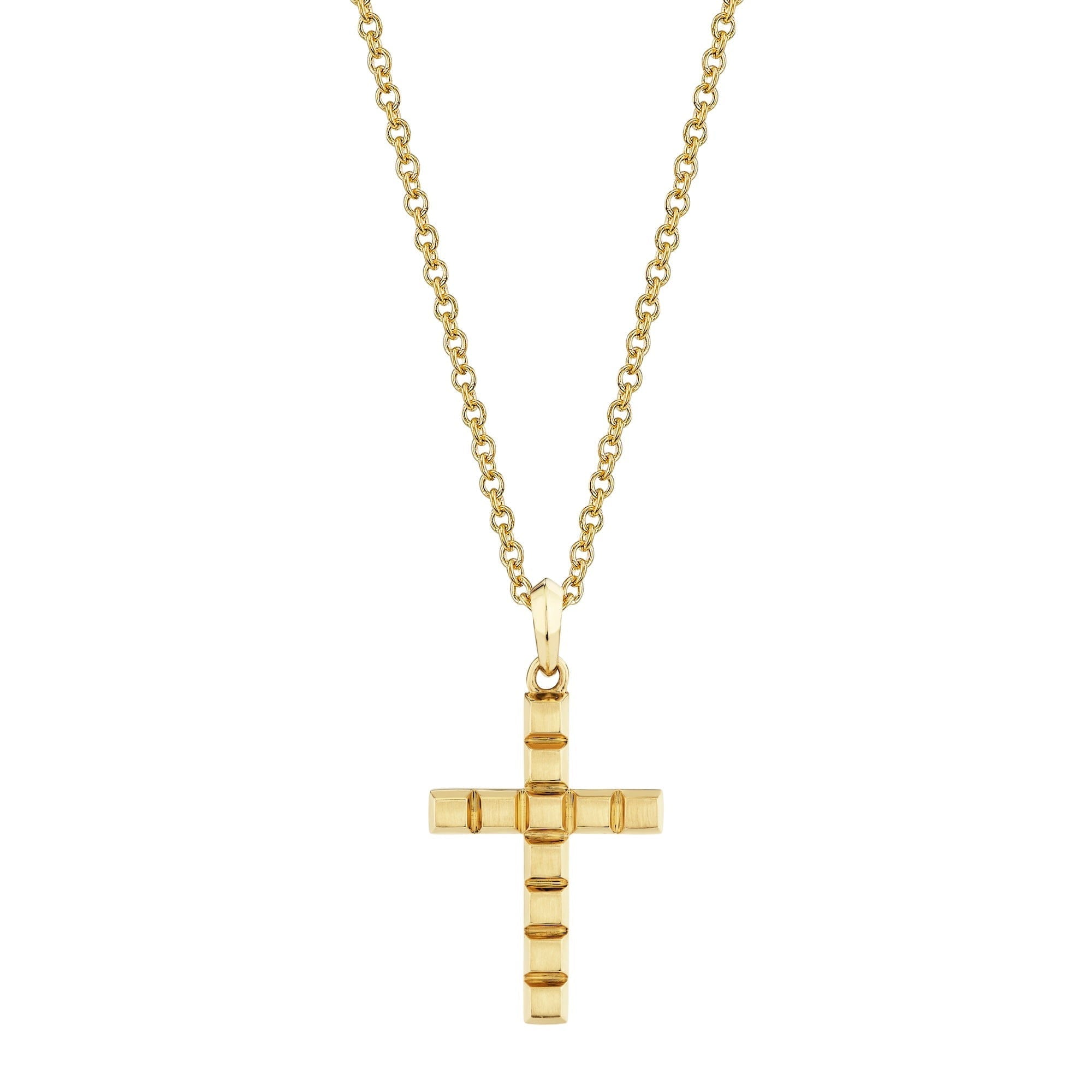 MICHAEL M Men's 18K Yellow Gold Mens Block Cross Pendant MP243