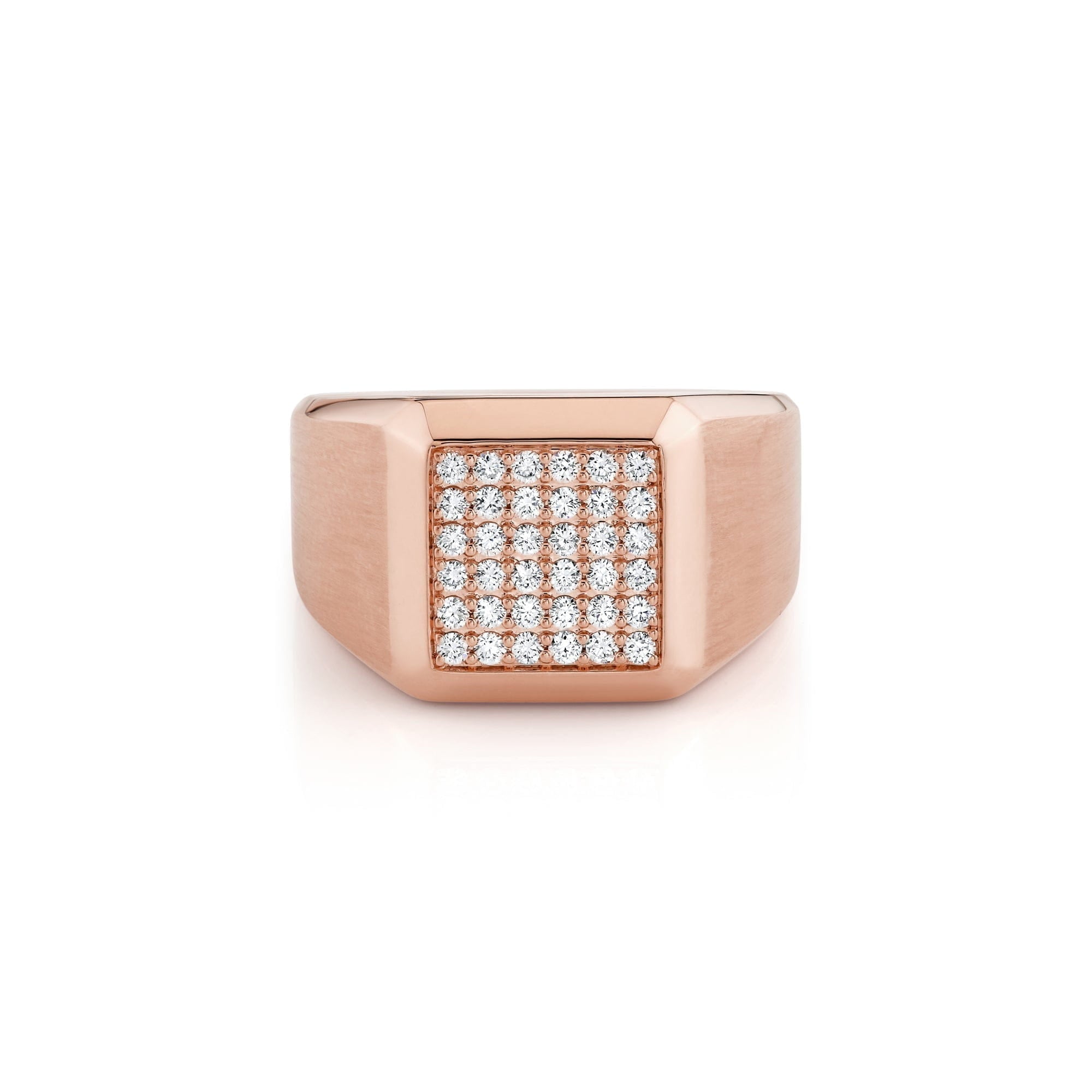 MICHAEL M Men's Mens Block Signet Ring with Pave