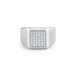 MICHAEL M Men's Mens Block Signet Ring with Pave