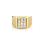 MICHAEL M Men's Mens Block Signet Ring with Pave