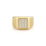 MICHAEL M Men's Mens Block Signet Ring with Pave