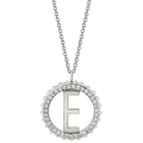 MICHAEL M Necklaces 14K White Gold / A Tetra Pavé Initial Medallion P367WG