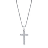 MICHAEL M Necklaces 14K White Gold Men's Tetra Pave Cross MP240