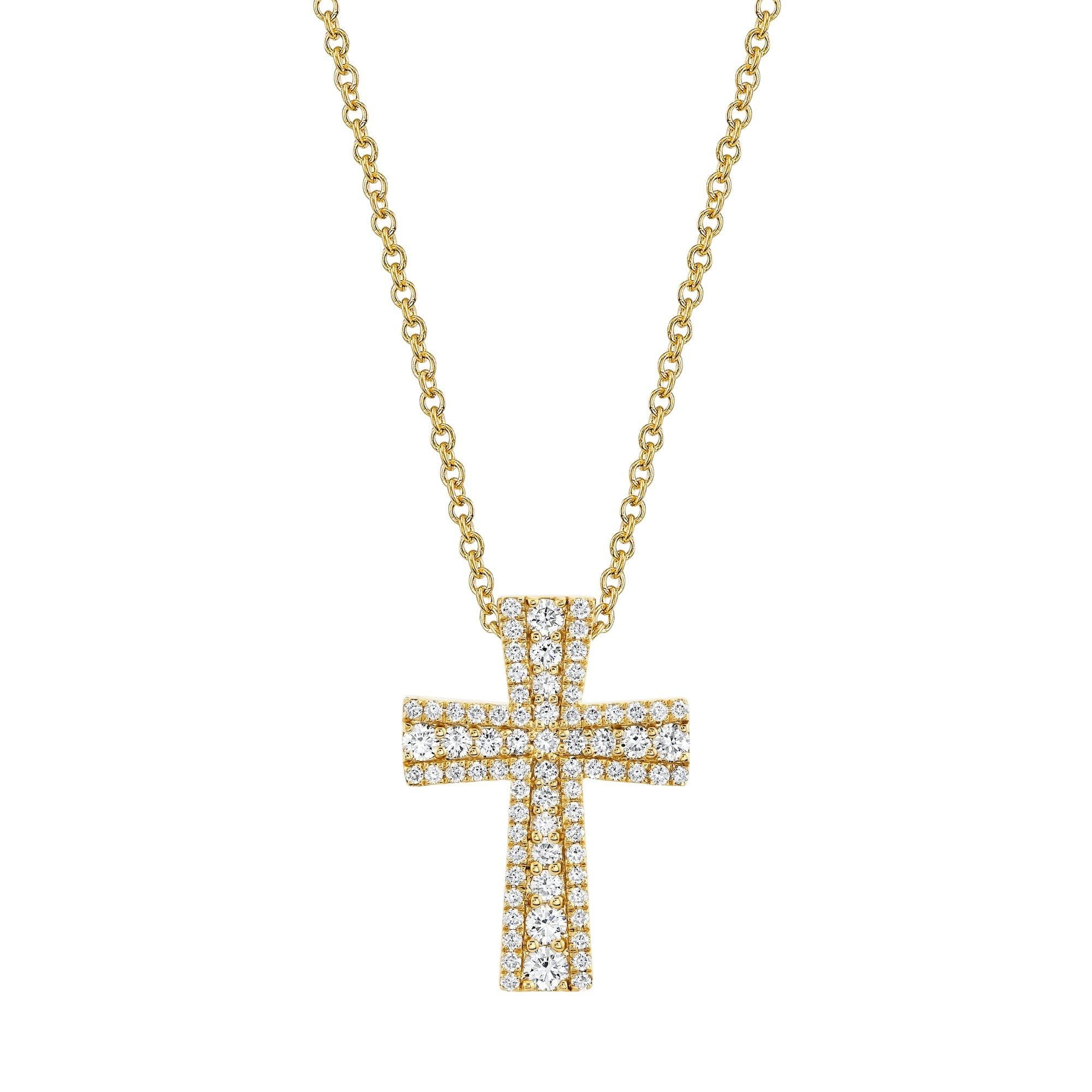 MICHAEL M Necklaces 14K Yellow Gold Europa Pave Cross Pendant