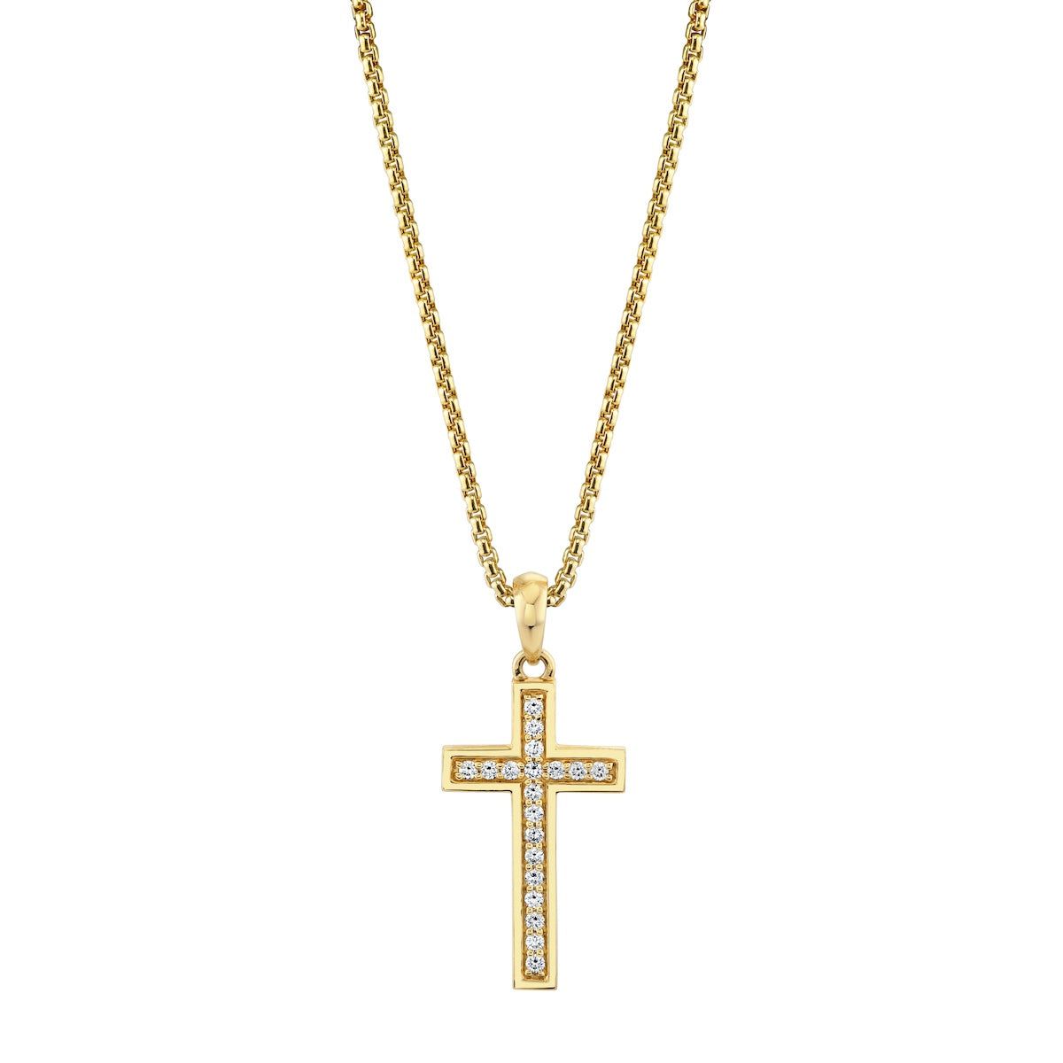 MICHAEL M Necklaces 14K Yellow Gold Men's Tetra Pave Cross MP240
