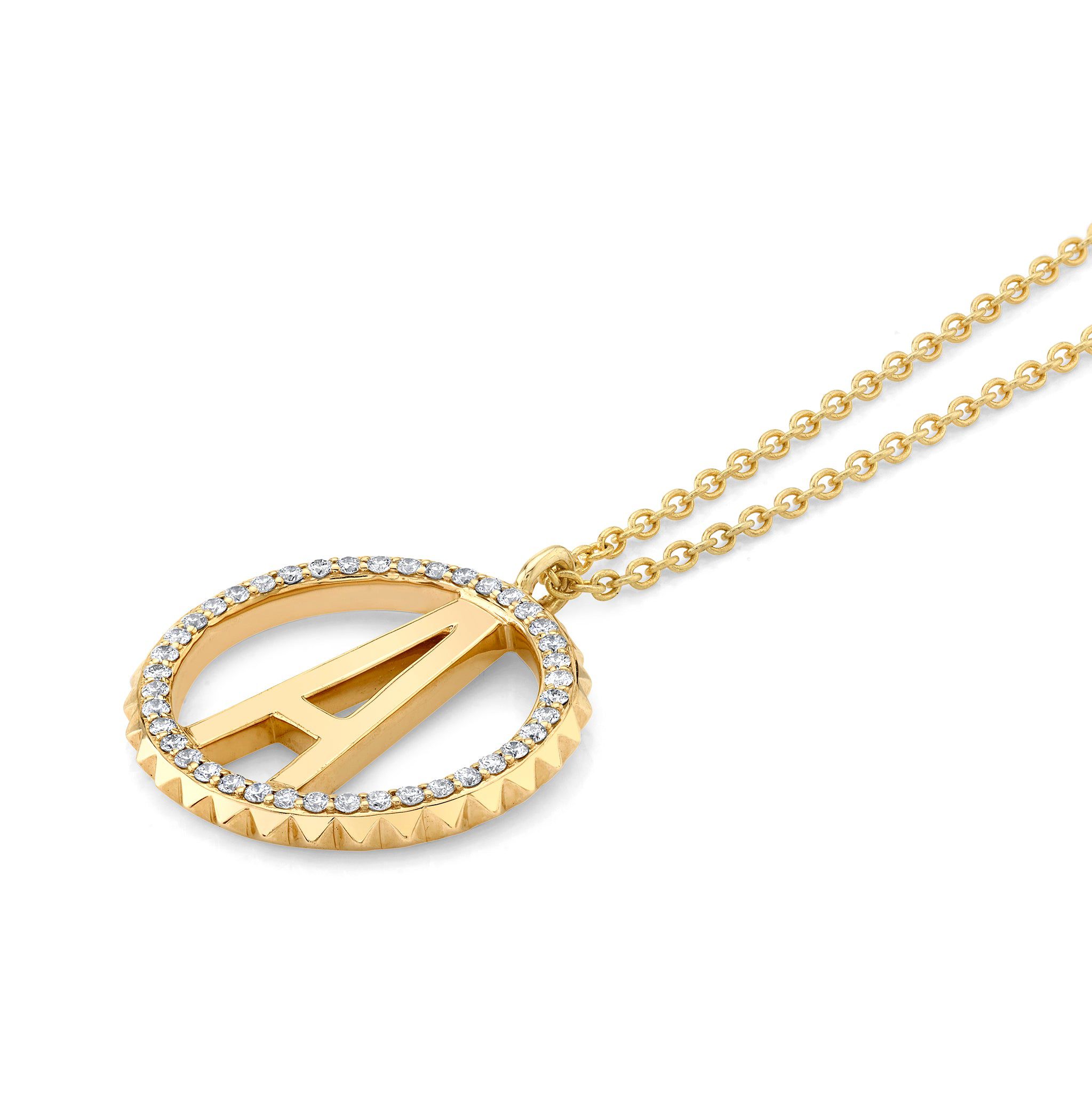 MICHAEL M Necklaces Tetra Pavé Initial Medallion