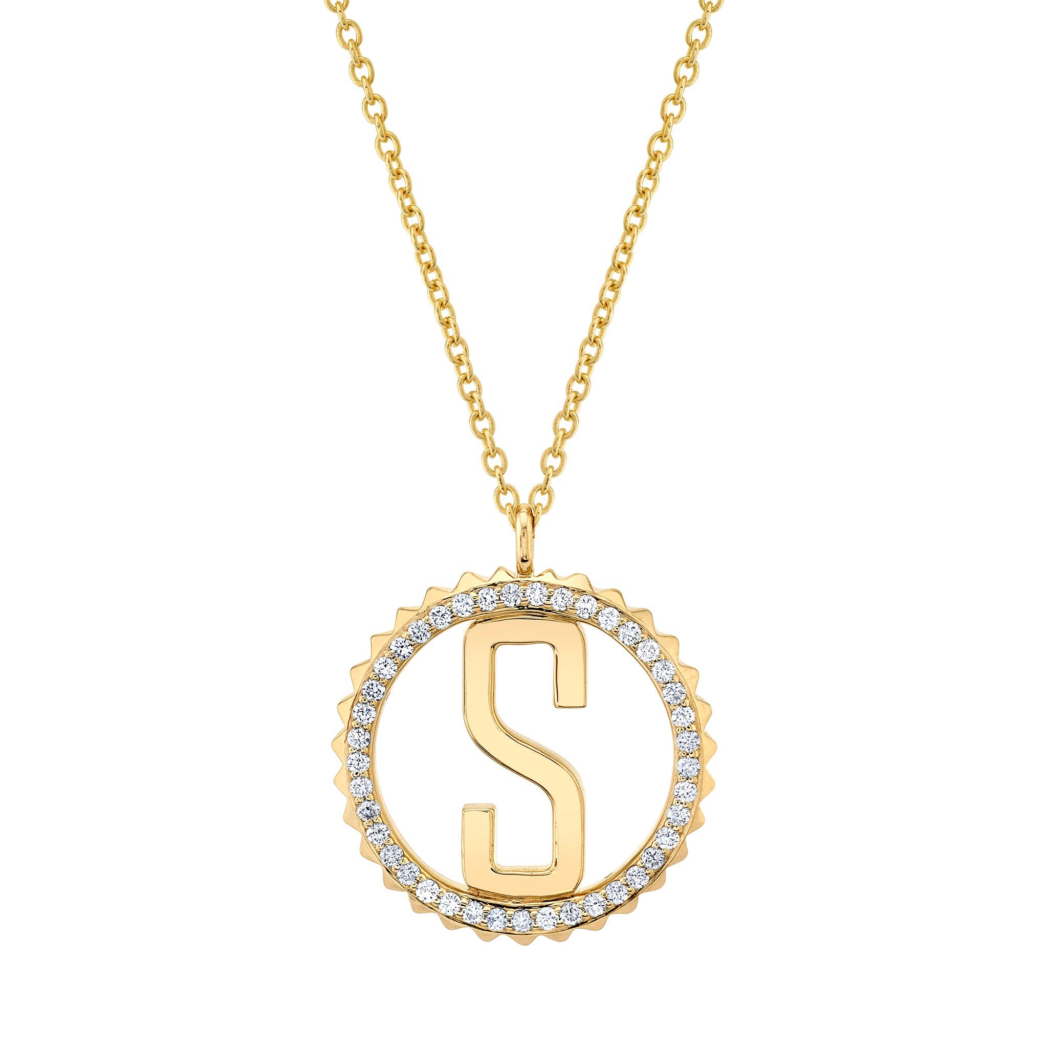 MICHAEL M Necklaces Tetra Pavé Initial Medallion
