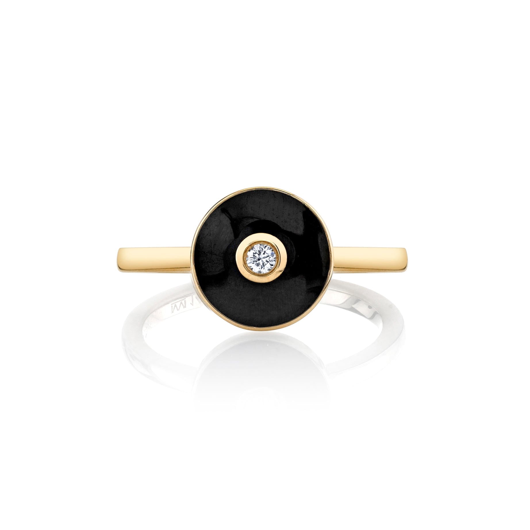 MICHAEL M Rings 14k Yellow Gold / Black Chroma Bullseye Ring F489