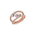 MICHAEL M Rings 18K Rose Gold / 4 Montage Diamond Row Tension Band F414