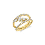 MICHAEL M Rings 18K Yellow Gold / 4 Montage Diamond Row Tension Band F414