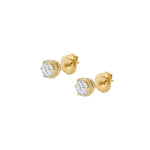 MICHAEL M Earrings 14K Yellow Gold Hex Hidden Halo Solitaire Studs ER426-0.50