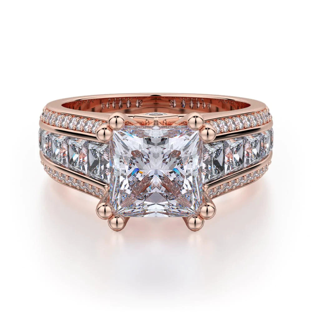 MICHAEL M Engagement Rings 18K Rose Gold Princess R401-2 R401-2RG