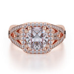 MICHAEL M Engagement Rings 18K Rose Gold Princess R657-2 R657-2RG
