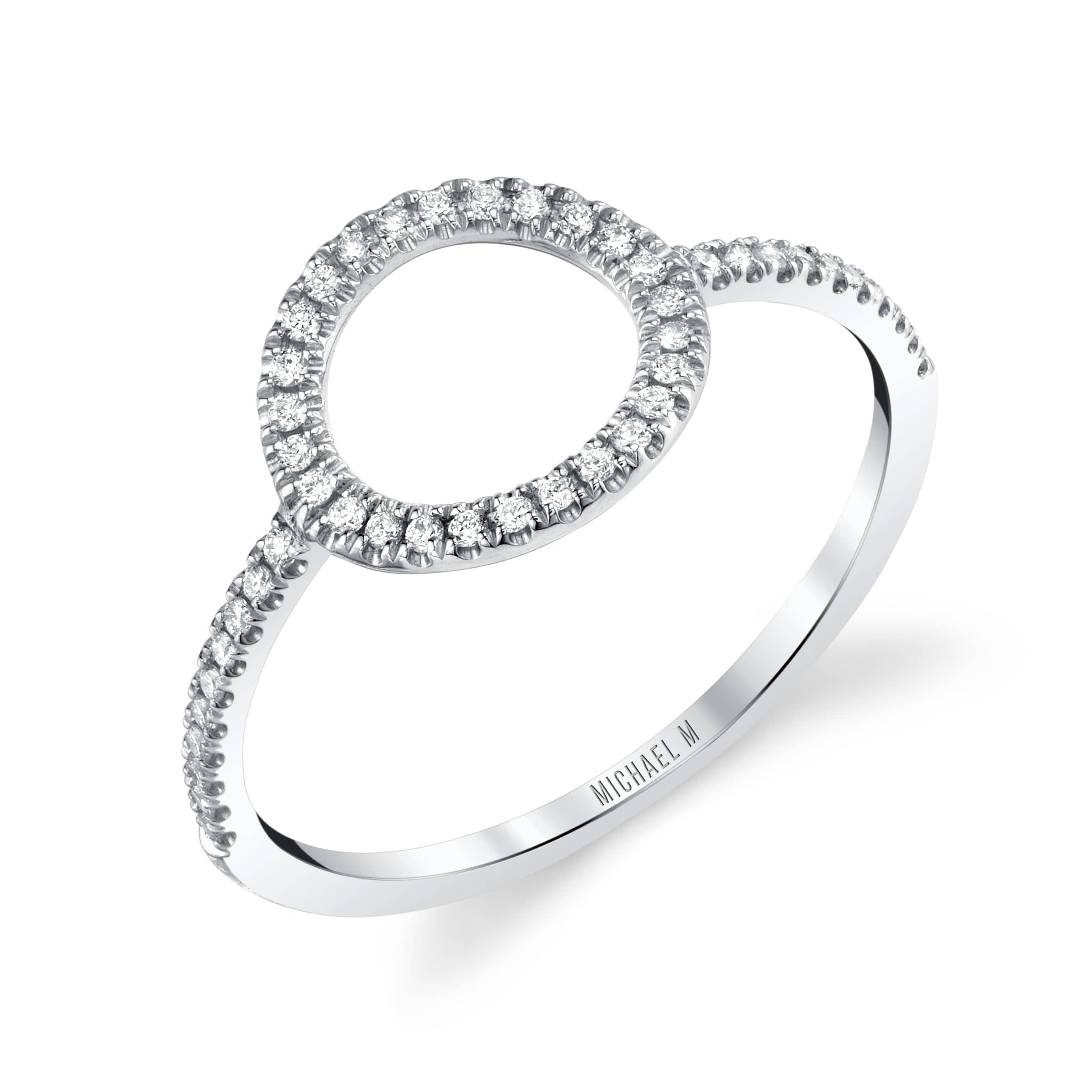 MICHAEL M Fashion Rings 14K White Gold / 4 Diamond Open Circle Ring F279-WG4