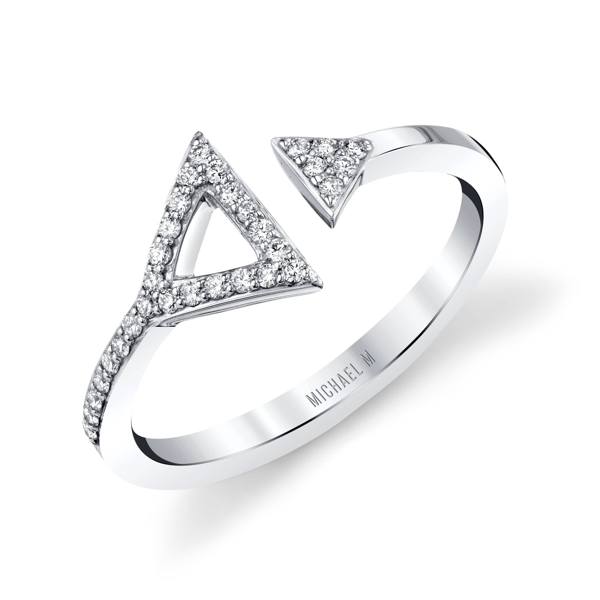 MICHAEL M Fashion Rings 14K White Gold / 4 Double Diamond Triangle Ring F315-WG4