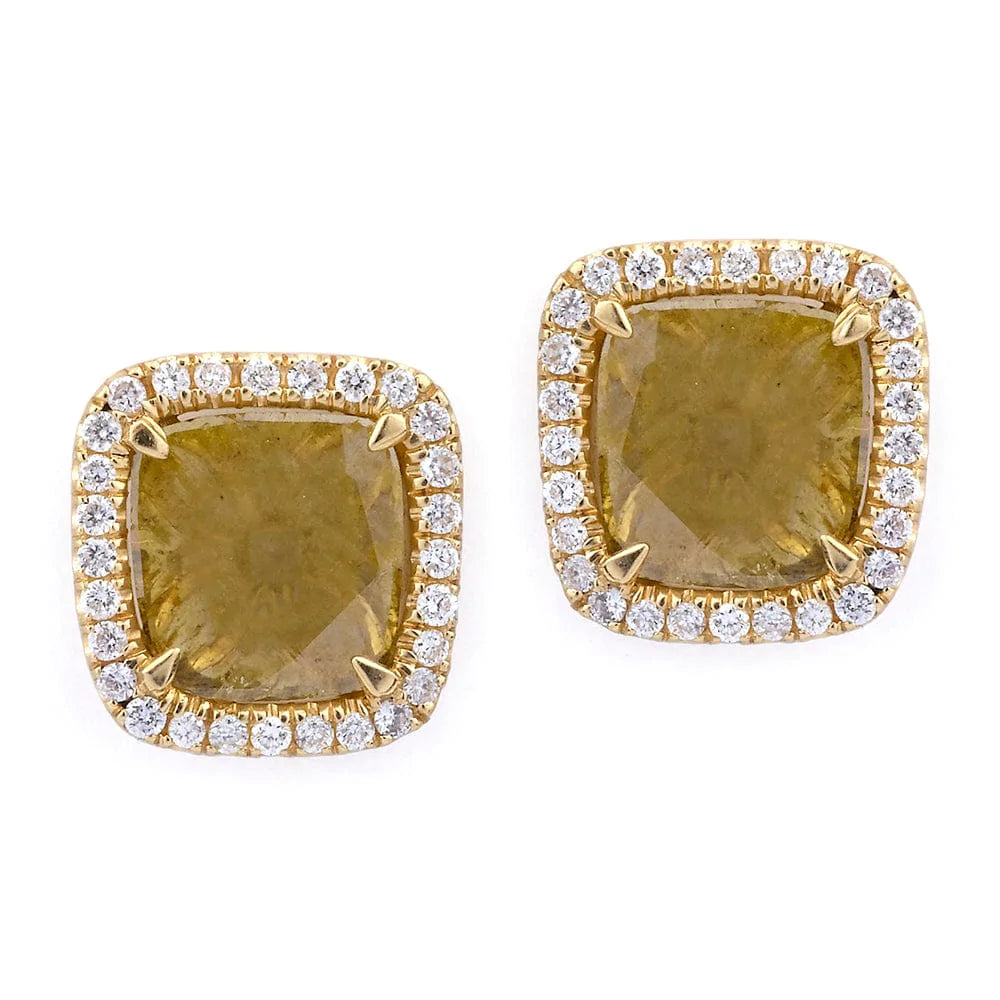 MICHAEL M High Jewelry Large Sliced Square Yellow Diamond Earrings ER245