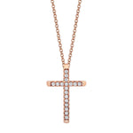 MICHAEL M Necklaces 14K Rose Gold Small Diamond Cross Pendant P139S-RG