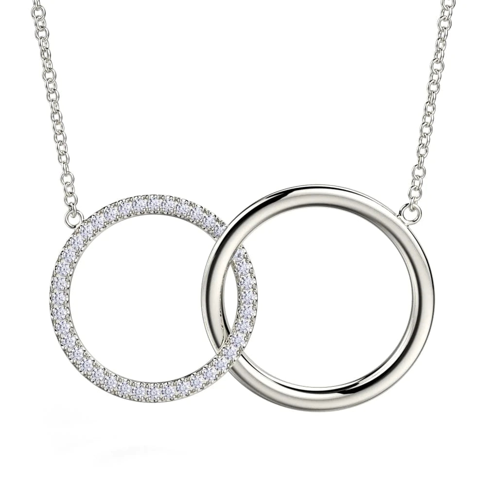 MICHAEL M Necklaces 14K White Gold Double Diamond Circle Necklace P219WG