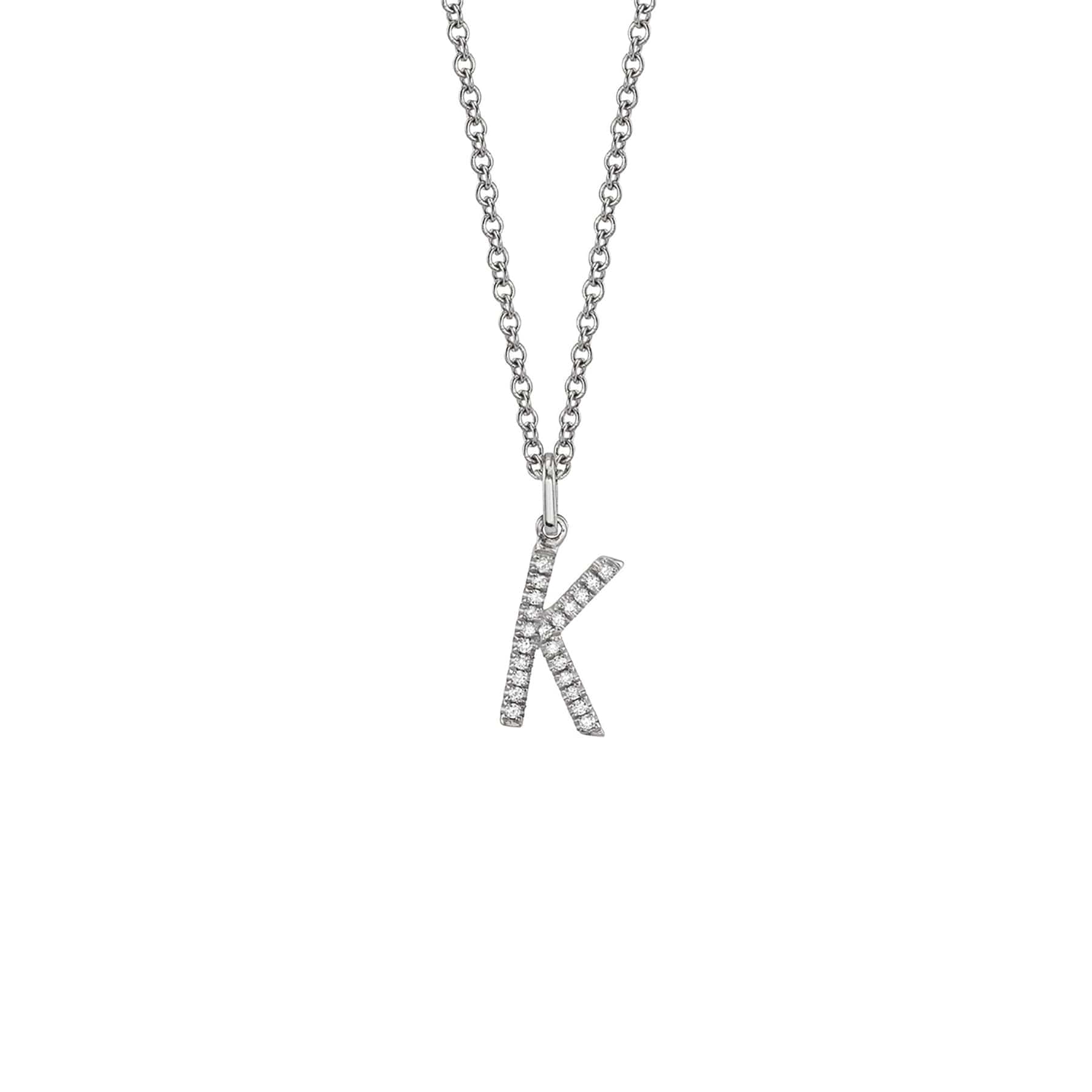 MICHAEL M Necklaces 14K White Gold / K Diamond Initial Pendant P141-WG-K