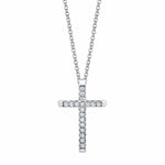 MICHAEL M Necklaces 14K White Gold Small Diamond Cross Pendant P139S-WG