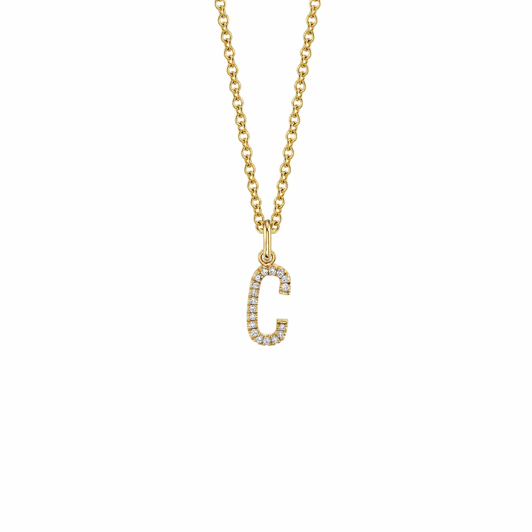 MICHAEL M Necklaces 14K Yellow Gold / C Diamond Initial Pendant P141-YG-C