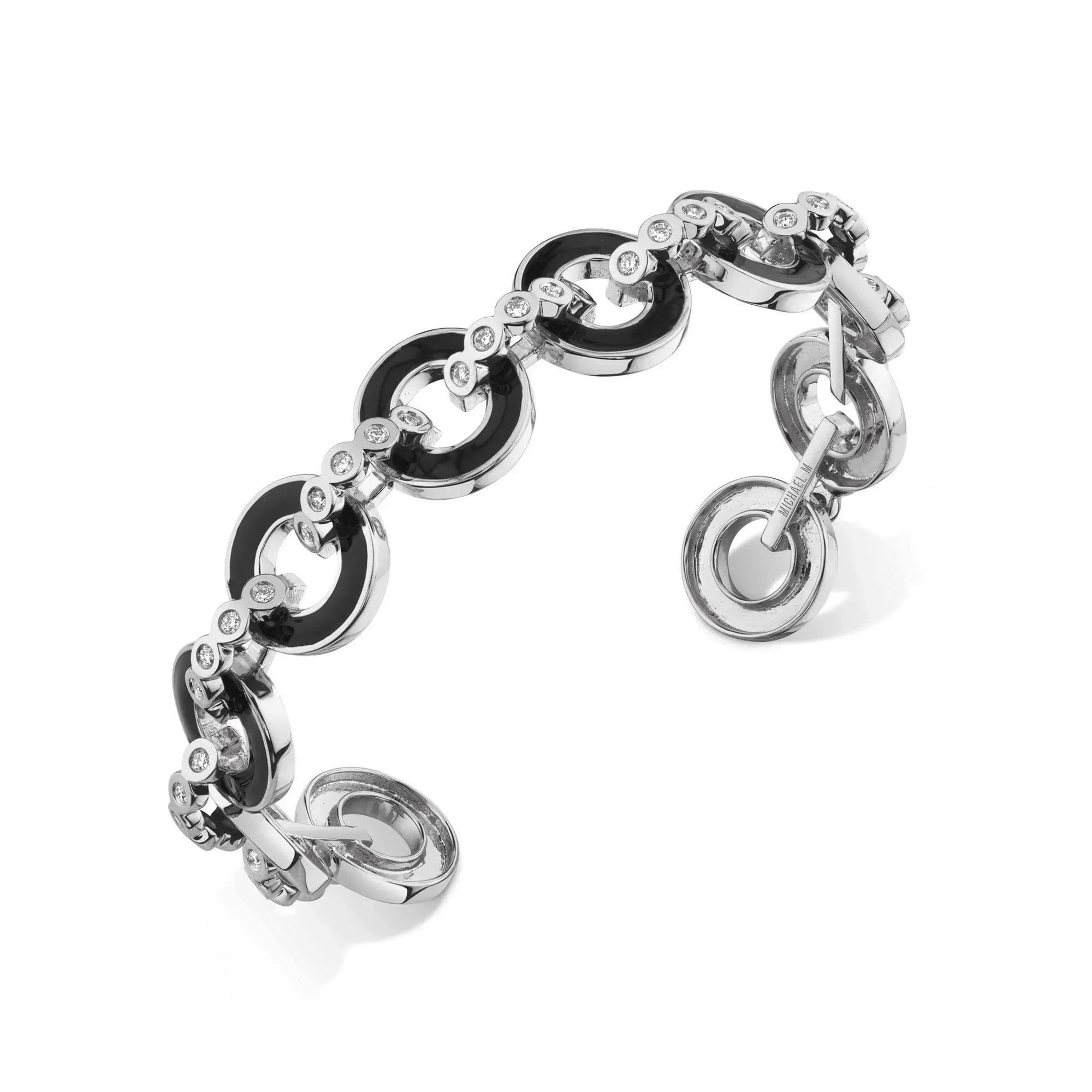 MICHAEL M Bracelet 14k White Gold / Black / Small Chroma Arch Cuff BR495BK-S