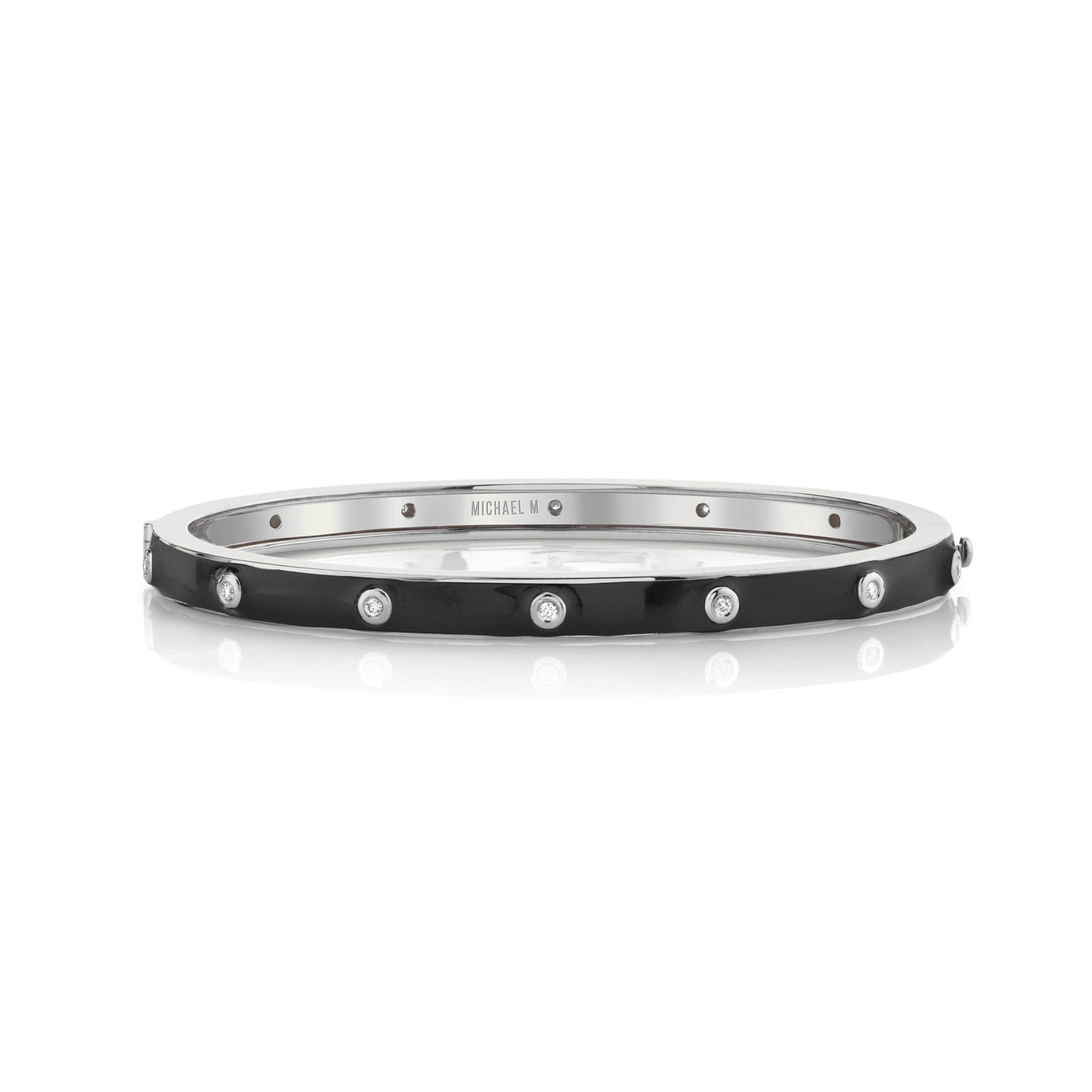 MICHAEL M Bracelet 14k White Gold / Black / Small Chroma Extruded Bezel Bangle BR485BK-S