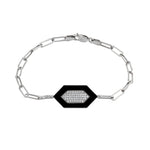 MICHAEL M Bracelet 14k White Gold / Black / Small Chroma Pavé Hexagon Bracelet BR492BK-S