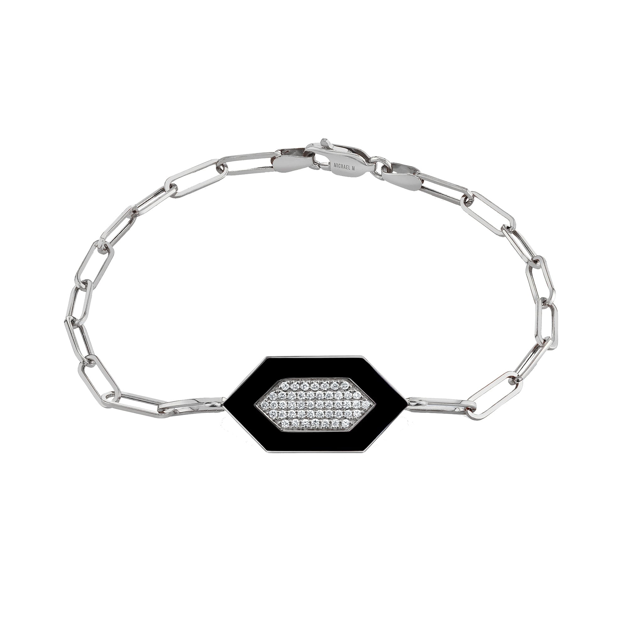 MICHAEL M Bracelet 14k White Gold / Black / Small Chroma Pavé Hexagon Bracelet BR492BK-S