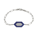 MICHAEL M Bracelet 14k White Gold / Blue Chroma Pavé Hexagon Bracelet BR492