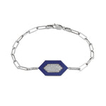 MICHAEL M Bracelet 14k White Gold / Blue / Small Chroma Pavé Hexagon Bracelet BR492BL-S