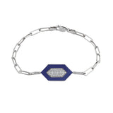 MICHAEL M Bracelet 14k White Gold / Blue / Small Chroma Pavé Hexagon Bracelet BR492BL-S